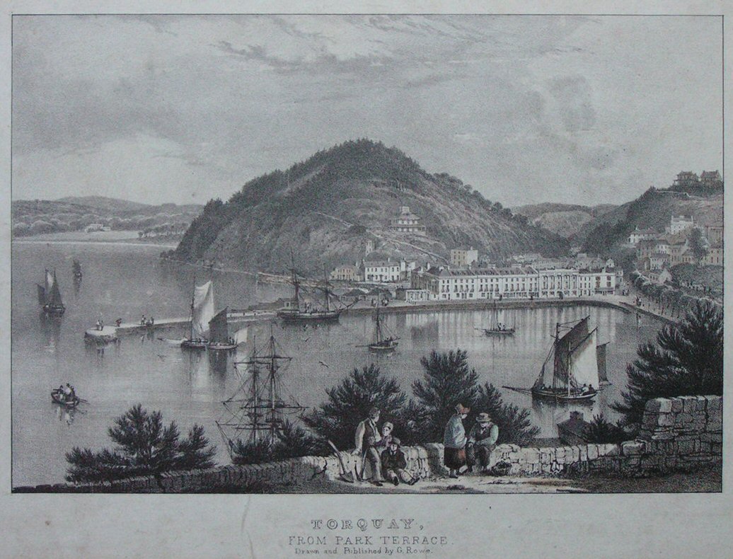 Lithograph - Torquay, from Park Terrace - Rowe